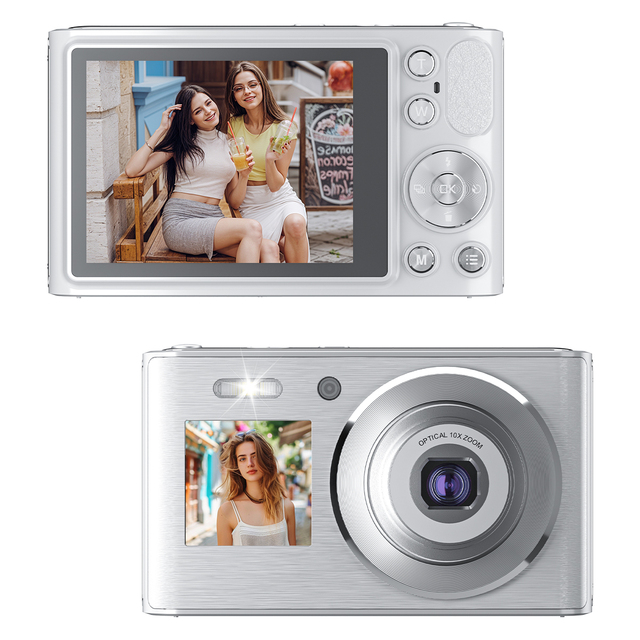 Brand New CMOS Dual Screen Mirrorless Camera 7.1x-16x Optical Zoom 4K Video Face Detection Image Stabilization Compact Design