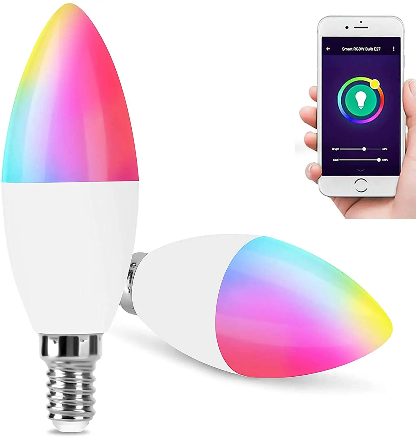 Customization 5.5W E14 Tuya RGB CCT Dimmable Light Smart C37 Wifi Bulb