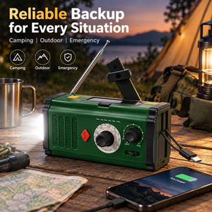 <span class=keywords><strong>Radio</strong></span> météo à manivelle rechargeable portable à vente directe d'usine <span class=keywords><strong>Radio</strong></span> auto-alimentée avec fonctions USB et solaires - Product Image 4
