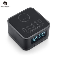 Gastenhorloge van hoge kwaliteit, elektrisch, van metaal, voor hotelkamer, digitale wekker, Bluetooth-speaker, snelladen, draadloze oplader voor
