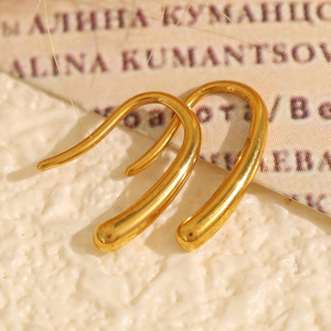 Pendientes de tuerca con diseño de gancho en forma de U, de metal, en oro, plata y acero inoxidable, joyería minimalista de moda para mujer - Product Image 2