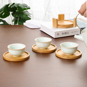 Posavasos de Bambú Redondo Resistente al Calor Antideslizante Estilo Chino Kung Fu, Juego de Alfombrillas para Ceremonia del Té - Product Image 2