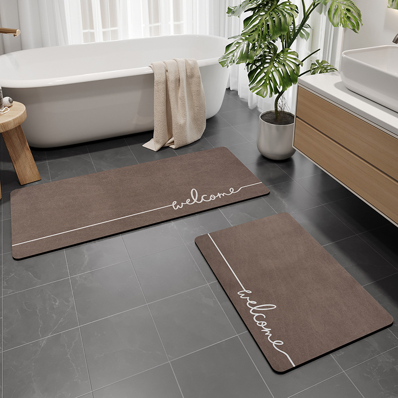 พรมเช็ดเท้าขนแกะสีรุ้ง - สีน้ำตาลขนนก