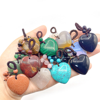 Porte-clés en pierre naturelle pendentif en forme de cœur en forme de pierre d'énergie de guérison pour la fabrication de bijoux à bricoler soi-même