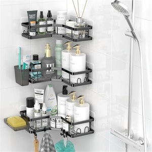 Stainless Steel Modern Bathroom Rectangle Waterproof Punch-free Wall-mounted Double-layer <b>Storage</b> Rack for Toilet <b>Kitchen</b> <b>Corner</b> - Product Image 4