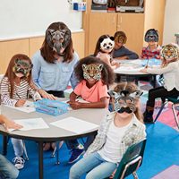 Masques de fête d'anniversaire pour enfants, masques en papier pour enfants, masques d'animaux de dessin animé pour la maternelle, masques d'Halloween