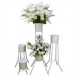 Vintage Metal Iron <b>Flower</b> Stand Lightweight Design for <b>Artificial</b> <b>Flowers</b>-Protects Potted Arrangements Weddings Home Garden - Product Image 1