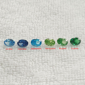 Piedra de circonia cúbica sintética ovalada azul real/verde, corte hielo triturado, 5x7 mm, para la fabricación de joyas. - Product Image 2
