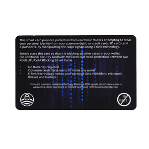 Carte de blocage RFID personnalisée 13,56 MHz, format carte de crédit CR80, protection contre les signaux NFC, carte anti-skimmer étanche, blocage RFID - Product Image 3