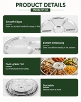 Barquette jetable en aluminium gaufré de qualité alimentaire, épaisse, ronde de 18 pouces, avec 7 compartiments peu profonds, pour le Moyen-Orient