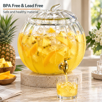 Distributeur de boissons en verre de 8 L avec robinet, en forme de citrouille, pot à boisson transparent pour le service de table de Thanksgiving