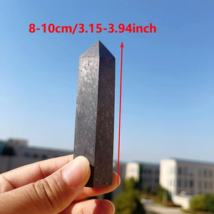 Tour de shungite pour la décoration intérieure] 1PC Tour de shungite naturelle - Pointe de cristal de quartz <span class=keywords><strong>noir</strong></span> poli pour Thanksgiving - Product Image 5