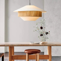 Suspension nordique artisanale en corde de chanvre, lampe de plafond à disque de 50 cm de large, abat-jour en tissu, décoration chambre et salle à manger, personnalisable