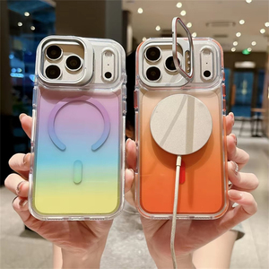 Coque de téléphone magnétique transparente dégradée avec support d'objectif pour iPhone 17 18 Pro Max 18Pro 17Pro, protection antichoc, coque arrière - Product Image 3