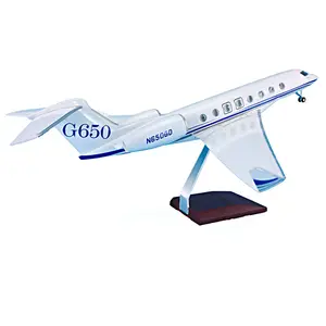 LED飛行機モデルビジネスジェット1/75スケールガルフストリームG650プロトタイプ航空機モデルスタンド付き