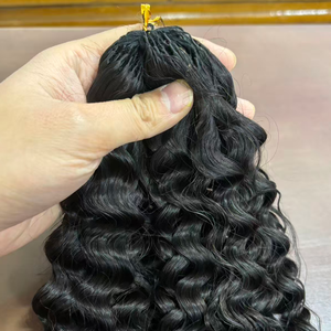 Extensioni per capelli umani brasiliani a trama singola con anello a crochet, stile Kinky Straight, senza trama, per intrecciare - Product Image 6