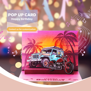 Tarjetas <span class=keywords><strong>de</strong></span> Felicitación 3D Pop-up <span class=keywords><strong>Personalizadas</strong></span> al por Mayor, con Temática <span class=keywords><strong>de</strong></span> Playa, Atardecer, Jeep y Motocicleta, con Luz y Música, Tarjetas <span class=keywords><strong>de</strong></span> Regalo <span class=keywords><strong>de</strong></span> Papel - Product Image 2