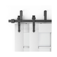 Kit de quincaillerie pour porte de grange à double battant de style classique, rail coulissant pour porte en bois double