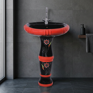 อ่างล้างหน้าทรงกลมเซรามิกสีเขียวลายหิน ดีไซน์สวยงาม สำหรับห้องน้ำ - Product Image 2