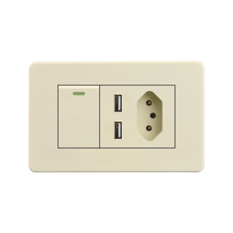 VNX Best Selling Brazil Standard Double Soquete 5V 2100mA Two USB Port Socket