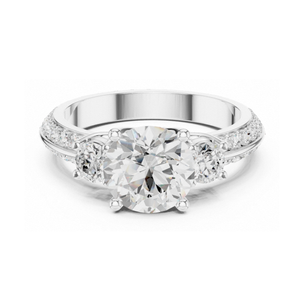 Anillo de compromiso con corte marquesa, banda de oro amarillo con diamantes pavé, halo oculto, anillo nupcial llamativo, anillo de promesa de 6 puntas - Product Image 3