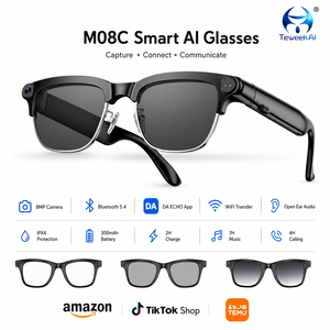 Gafas Inteligentes M08C con Monitor <span class=keywords><strong>para</strong></span> Selfies, Cámara <span class=keywords><strong>de</strong></span> 8MP, Grabadora <span class=keywords><strong>de</strong></span> Video 1080P, Resistencia al Agua IP65, Batería <span class=keywords><strong>de</strong></span> 300mAh, Micrófono Dual ENC, WiFi - Product Image 1
