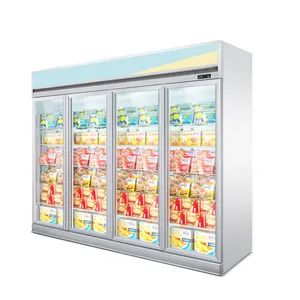商業用縦型肉冷凍陳列ケース4ガラスドア冷凍庫