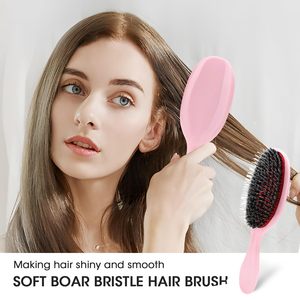 Brosse à cheveux ovale compacte personnalisée avec logo, poils doux et antistatiques en poils de sanglier, pour massage du cuir chevelu et extensions capillaires naturelles - Product Image 4