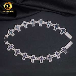 2026 <strong>London</strong> Blue Dark Ghothic Cross Iced Out <strong>Bracelet</strong> 19.4mm Cuban <strong>Link</strong> Chain Moissanite Cuban <strong>Link</strong> <strong>Bracelet</strong> Hip Hop Jewelry - Product Image 1