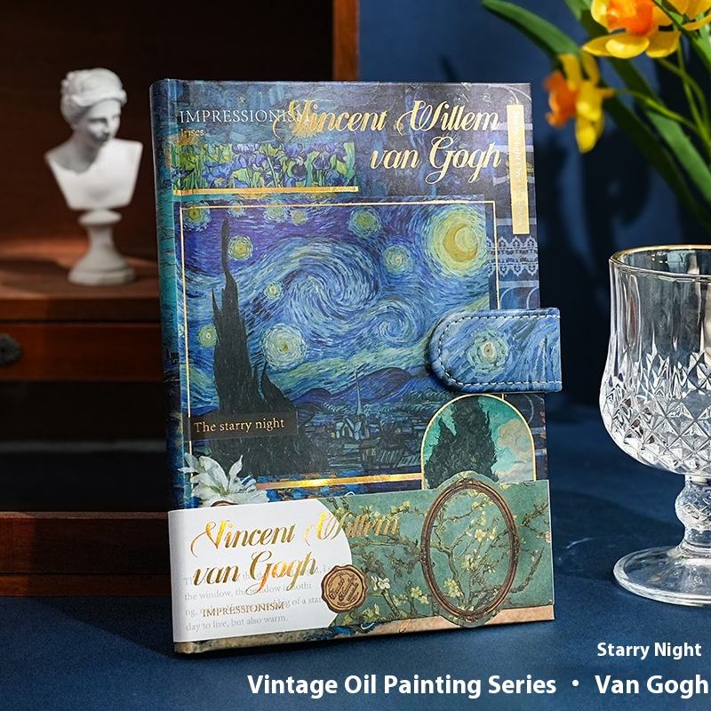 ภาพวาดสีน้ำมันวินเทจแวนโก๊ะ-คืนที่เต็มไปด้วยดวงดาว