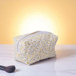 Floral Quilted Puffy Large Custom Printed Eco-Friendly Recyclable Makeup Bag Travel Cosmetic Organizer Durable Zipper <b>Storage</b> - Product Image 4