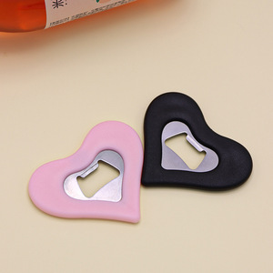 Abridor de botellas en forma de corazón, diseño plano de acero inoxidable, negro y rosa, para abrir cerveza, vino, refrescos, utensilio doméstico - Product Image 1