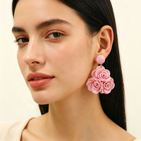 Anting Gantung Bunga Mawar Vintage Bohemian, Anting Panjang untuk Pernikahan, Hadiah Pengiring Pengantin