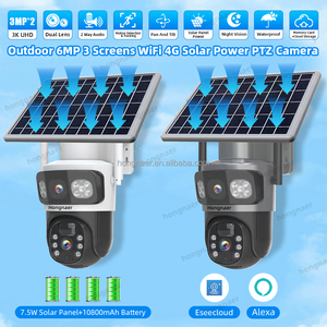 Hongnaer 6MP Eseecloud <strong>Solar</strong> <strong>Powered</strong> <strong>CCTV</strong> 5G WiFi 4G Sim Card Camera With 3 Screens Dual Lens AOV for Outdoor Home and Farm - Product Image 2