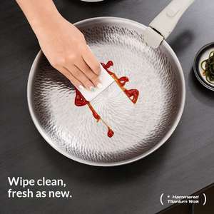 Sartenes para carne <span class=keywords><strong>de</strong></span> titanio puro <span class=keywords><strong>de</strong></span> 20-28 cm con base <span class=keywords><strong>de</strong></span> acero inoxidable, wok <span class=keywords><strong>antiadherente</strong></span> <span class=keywords><strong>de</strong></span> titanio puro, sartén para saltear sin flúor. - Product Image 5