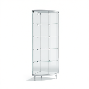 Vitrina Esquinera de Vidrio Templado 58x58x190cm con Puertas Abatibles con Cerradura, Iluminación LED, Estantes Ajustables en Altura, Blanco Brillante - Product Image 2