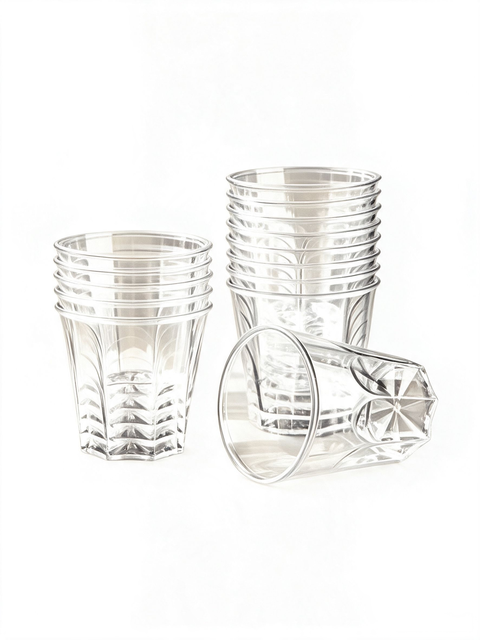 6oz 180ml Clear Disposable PS Crystal Water Cups Rigid Transparent Plastic Cups For Cold Water Beverage Party Supplies 20Pcs