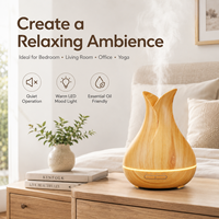 Diffuseur d'aromathérapie moderne et tendance de 400 ml à effet bois, compatible avec l'application intelligente Tuya via Wi-Fi 2,4 GHz pour la maison connectée