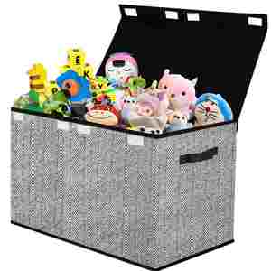 Cloth Storage <b>Bins</b> with Lids Foldable Large Toy Storage Chest <b>Bins</b> Cubes Organizer Box for Kids - Product Image 1