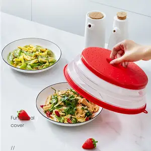 Collapsible Microwave Food Plate Lid Cover Ventilation Silicone Collapsible Dome Flat Bowl Plate Lid Microwave Hover Cover