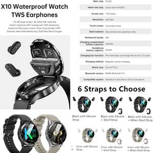 Reloj Inteligente 2 en 1 X10 con Auriculares, Monitor de Salud, Rastreador de Actividad Física, Auriculares Bluetooth TWS, Reloj Inteligente Deportivo para Hombres y <span class=keywords><strong>Mujeres</strong></span> - Product Image 2