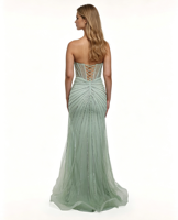 Nouveau Designer de luxe sirène vert sauge arabe perlé robes de soirée de mariage formelles pour les femmes