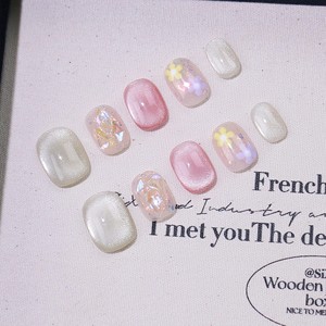 Nouvelles <span class=keywords><strong>Faux</strong></span> <span class=keywords><strong>Ongles</strong></span> Press-On Œil de Chat Faits Main Printemps-Été Style Pure Desire Fleurs Peintes à la Main Amovibles Vente en Gros - Product Image 3