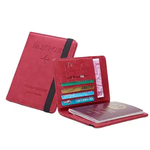 多功能护照支架盖钱包RFID阻挡皮卡盒女式男士旅行配件
