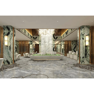 Ngọc Lục Bảo Ngọc bích màu xanh lá cây gạch đá cẩm thạch tấm trang trí nội thất sang trọng Thiết kế phòng đá tự nhiên đá cẩm thạch vuông nhà thiết kế trụ cột - Product Image 4