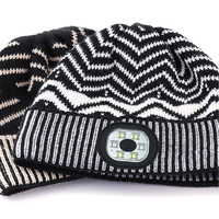 Bonnet LED rechargeable unisexe avec 4 LED, lampe frontale mains libres pour la pêche nocturne en hiver, la course à pied, bonnet en tricot lumineux USB à intensité réglable