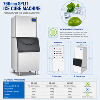 Machine à glaçons commerciale 500 kg/24 h, machine à glaçons en acier inoxydable de qualité supérieure pour restaurant, bar, hôtel, entreprise