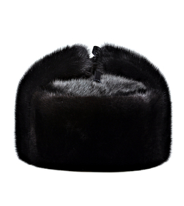 Factory Wholesale Russian Aviator Hat Real Sheepskin Leather Hat Men's Real Mink Fur Hat - Product Image 3
