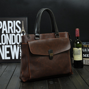 <span class=keywords><strong>2025</strong></span> người đàn ông phong cách giản dị kinh doanh máy tính túi mới Retro PU da mềm không thấm nước du lịch Cặp - Product Image 3