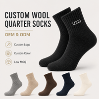Chaussettes courtes en laine de qualité supérieure OEM ODM avec logo personnalisé, chaudes, respirantes, douces, pour sports d'hiver, faible MOQ, fournisseur d'usine